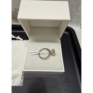 Effinny 3.5ct Radiant Simulated Yellow Diamond Ring 925 Sterling Silver Size 4